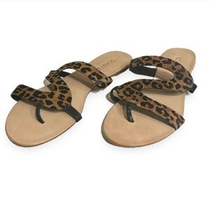 SCHULTZ Erzeli Leopard Fur Sandal Brown NEW!